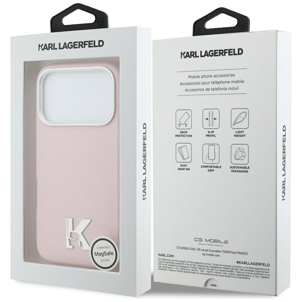 MagSafe Case for Apple iPhone 17 Pro Max, Karl Lagerfeld, Karl Head Logo, Pink