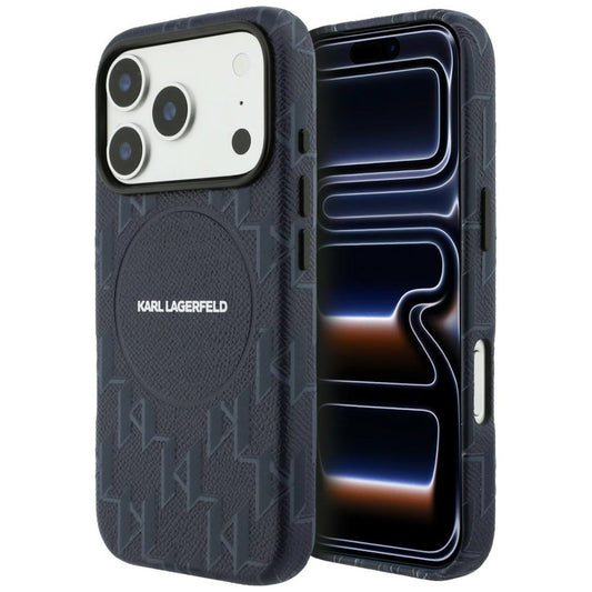 MagSafe Hülle für Apple iPhone 17 Pro Max, Karl Lagerfeld, KL Monogram Logo, Blau