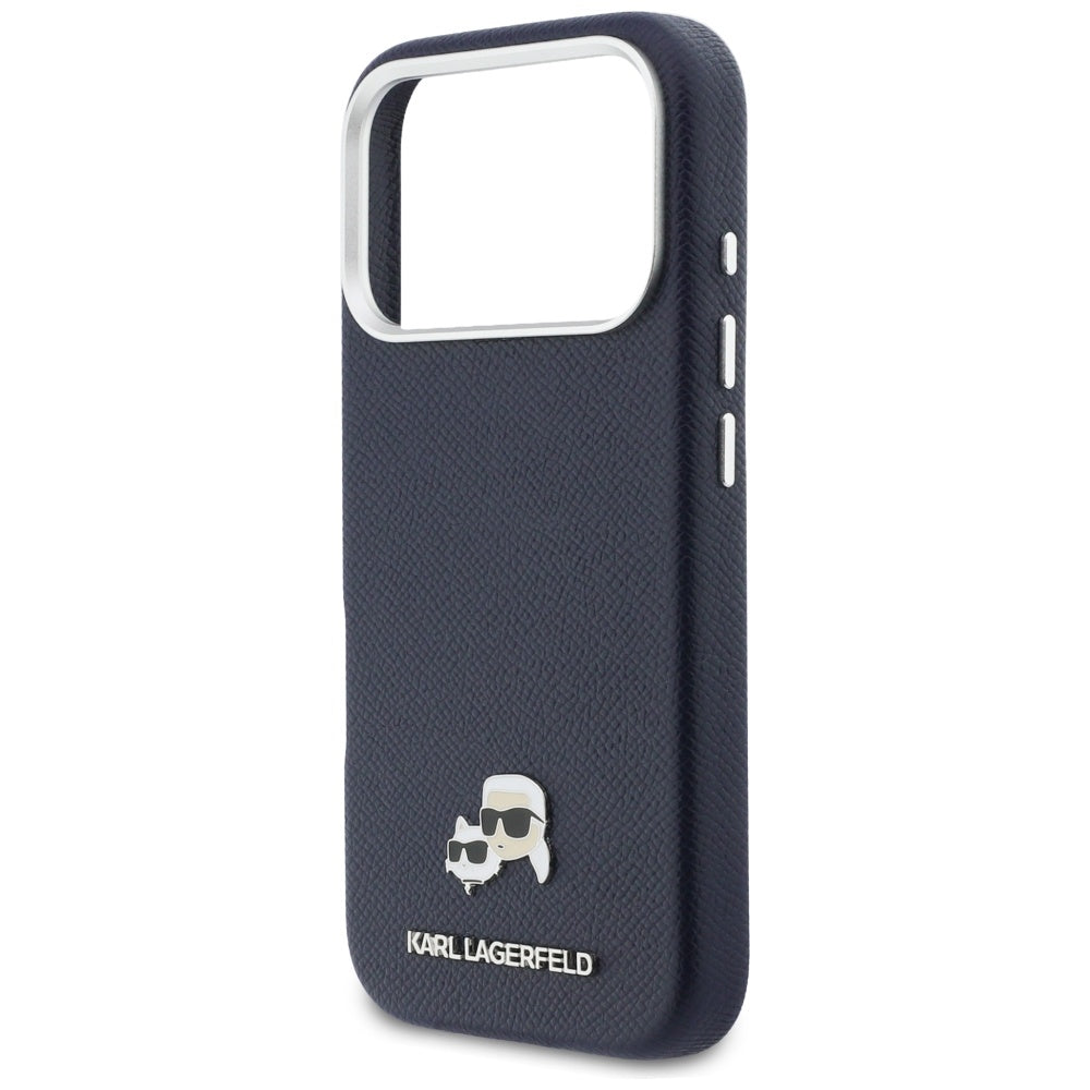 Custodia MagSafe per Apple iPhone 17 Pro Max, Karl Lagerfeld, Saffiano Karl & Choupette Pins, Blu