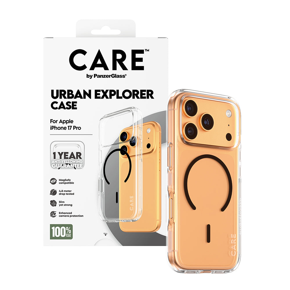 Custodia MagSafe per Apple iPhone 17 Pro Max, PanzerGlass, Care Urban Explorer, Trasparente Nera