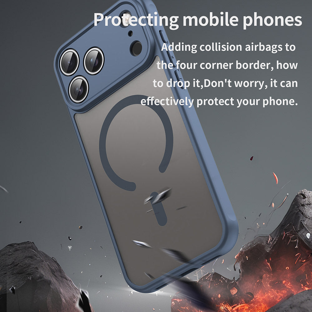 Coque MagSafe pour Apple iPhone 17 Pro Max, Techsuit, HaloFrost II, Bleu Marine