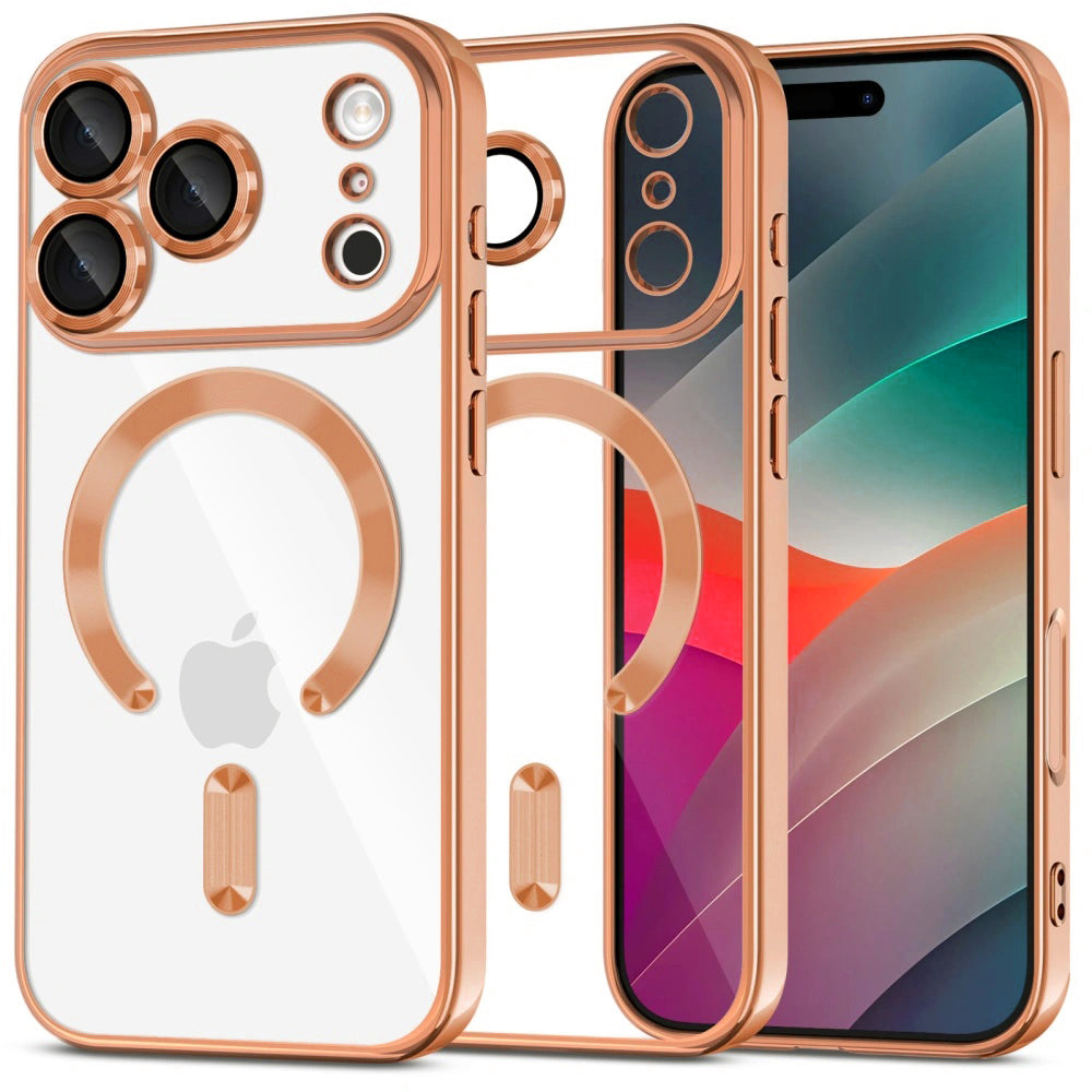 MagSafe Hülle für Apple iPhone 17 Pro Max, Techsuit, Luxury Crystal, Orange