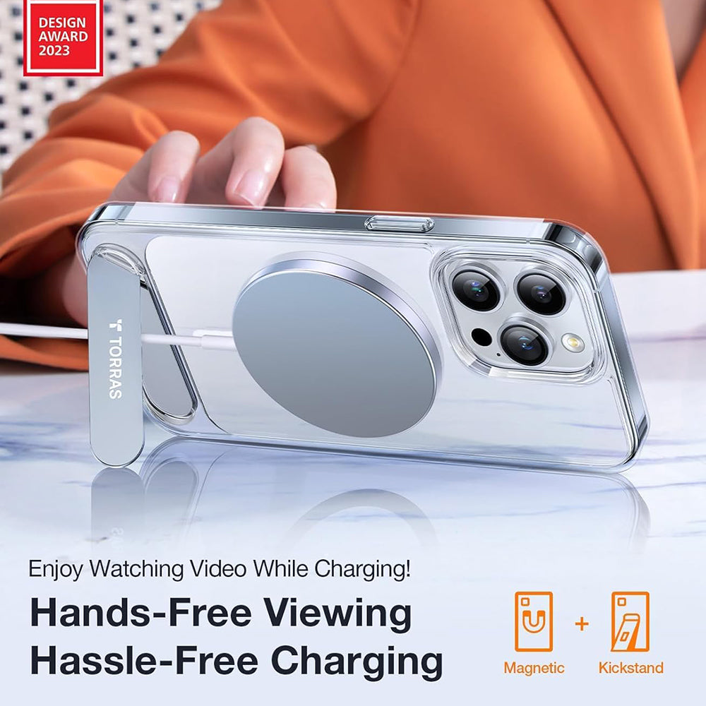 Étui MagSafe pour Apple iPhone 17 Pro Max, Torras, Pstand, Transparent