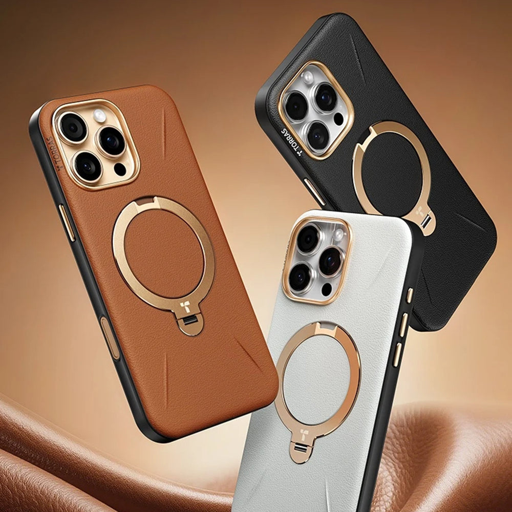 Étui MagSafe pour Apple iPhone 17 Pro Max, Torras, QPRO Leather, Marron