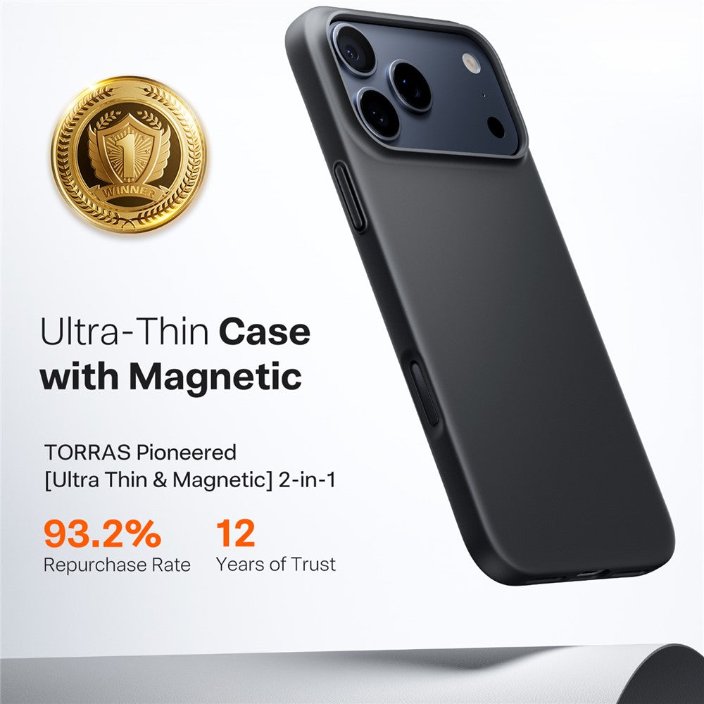 Coque MagSafe pour Apple iPhone 17 Pro Max, Torras, SlimFit, Noire