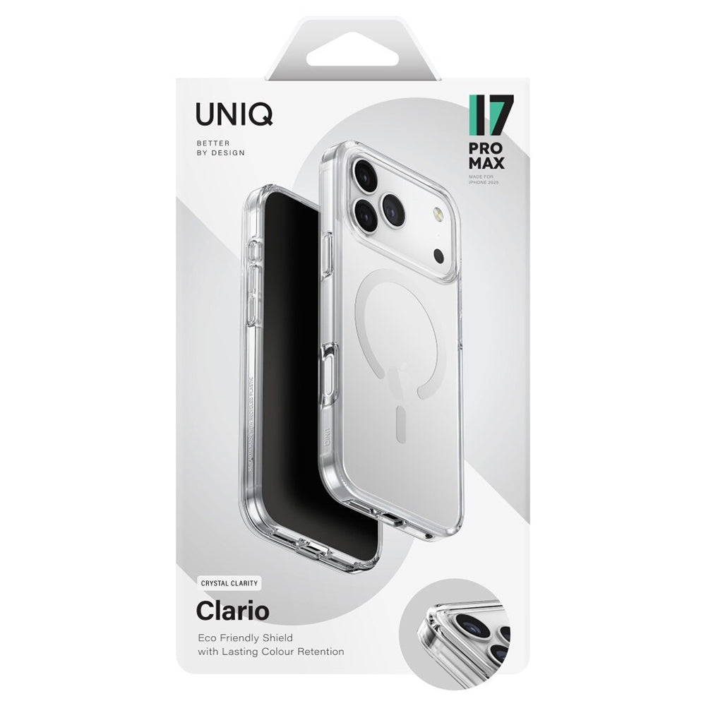 MagSafe Hülle für Apple iPhone 17 Pro Max, UNIQ, Clario MagClick, Transparent