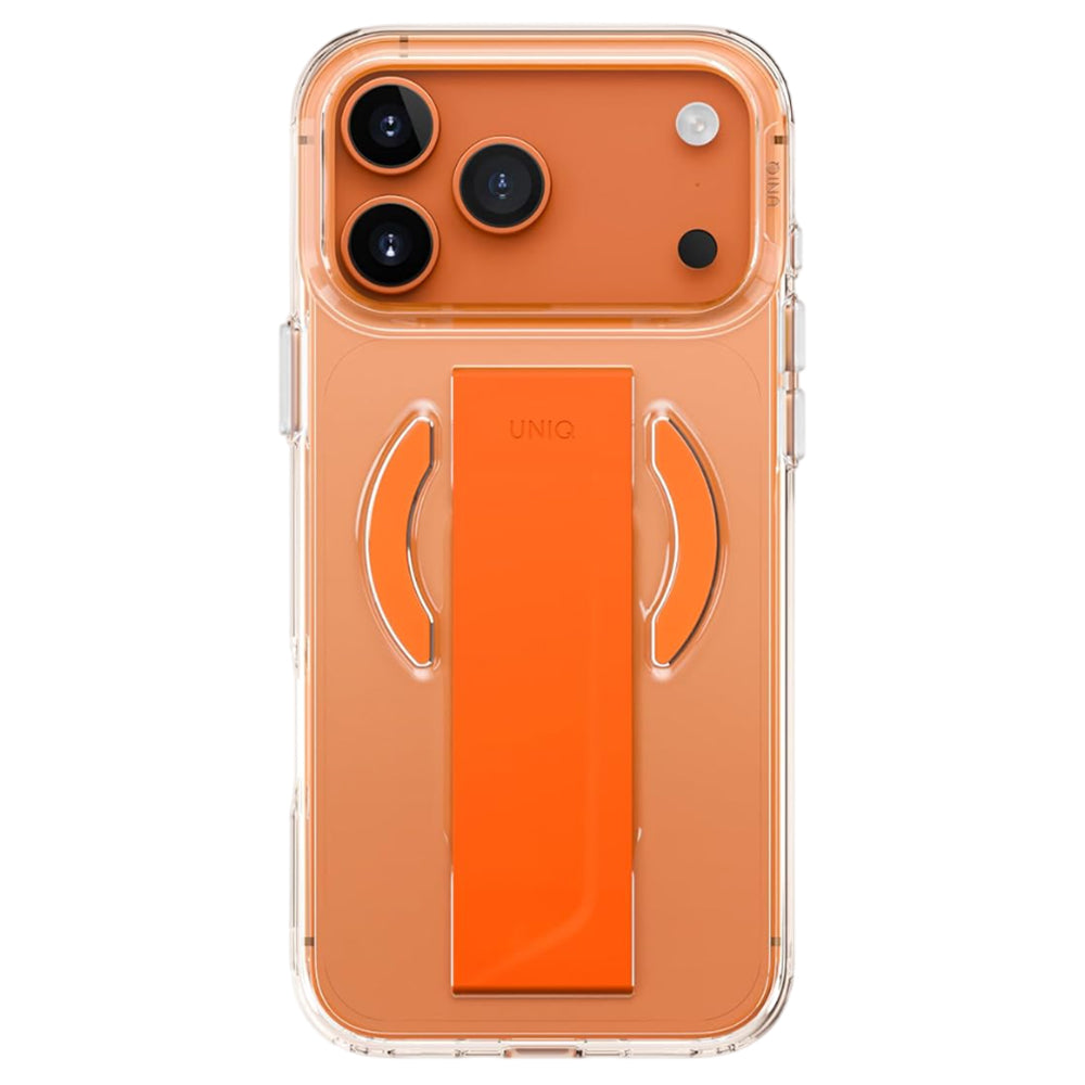 MagSafe-Hülle für Apple iPhone 17 Pro Max, UNIQ, Heldro Air MagClick, Transparent Orange
