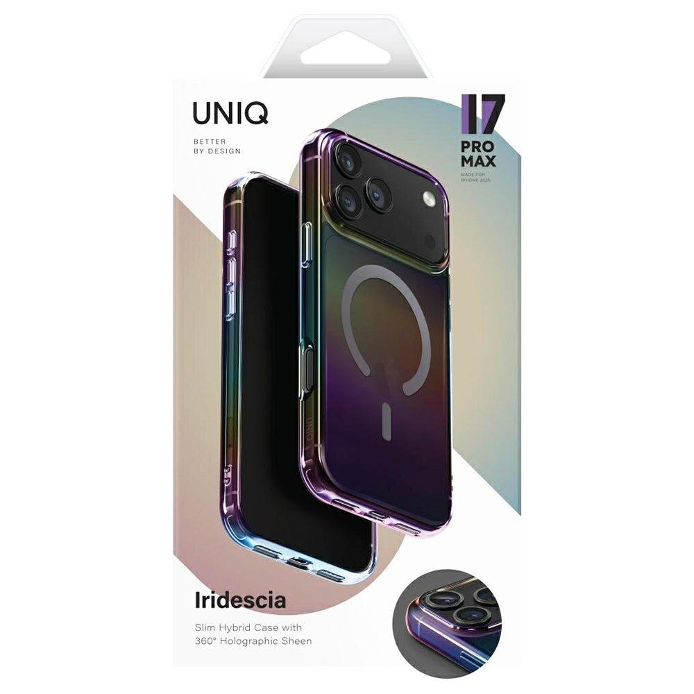 Coque MagSafe pour Apple iPhone 17 Pro Max, UNIQ, Iridescia MagClick, Aurora