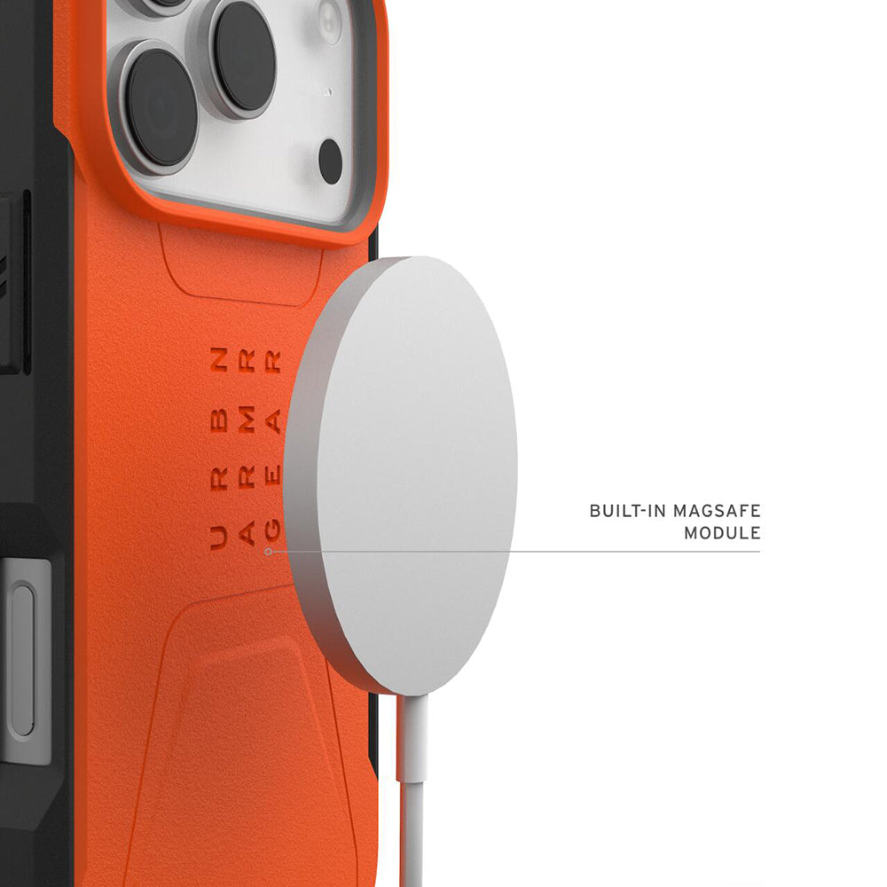 Coque MagSafe pour Apple iPhone 17 Pro Max, Urban Armor Gear, Civilian LT, Orange