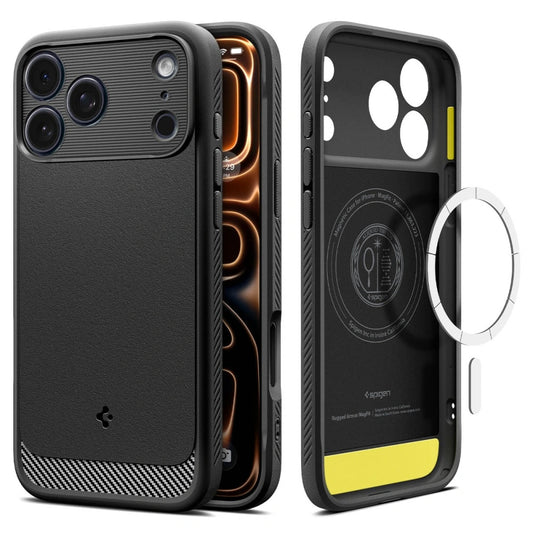 Étui MagSafe pour Apple iPhone 17 Pro, Spigen, Rugged Armor, Noir Mat