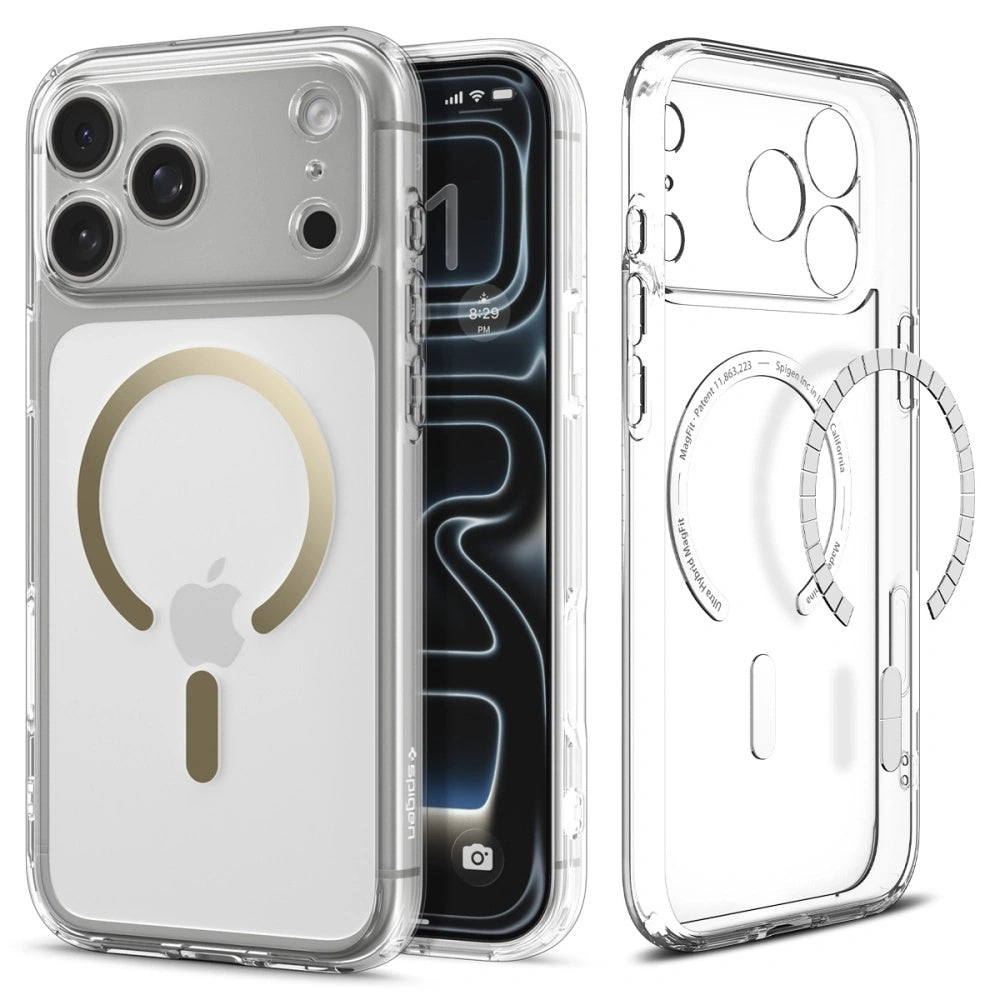 Coque MagSafe pour Apple iPhone 17 Pro, Spigen, Ultra Hybrid, Or Transparent