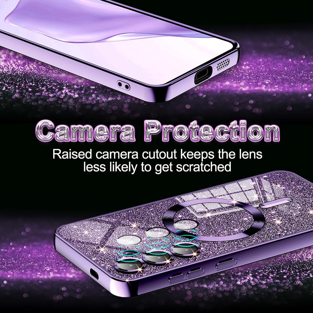 Coque MagSafe pour Apple iPhone 17 Pro, Techsuit, Luxury Glitter, Bleu