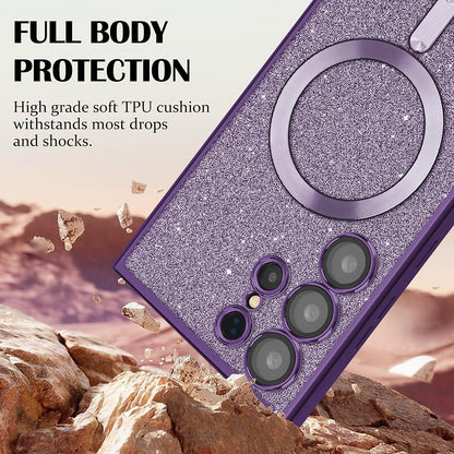 Coque MagSafe pour Apple iPhone 17 Pro, Techsuit, Luxury Glitter, Bleu