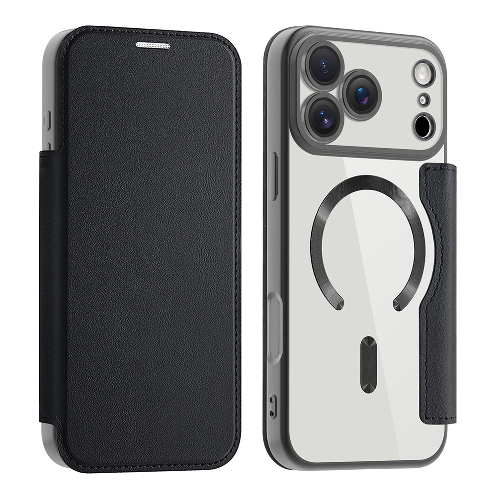 Custodia MagSafe per Apple iPhone 17 Pro, Techsuit, SmartMag Book, Nera