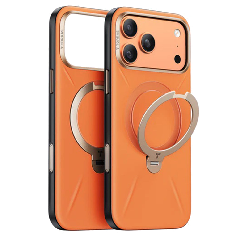 Étui MagSafe pour Apple iPhone 17 Pro, Torras, QPRO Leather, Orange