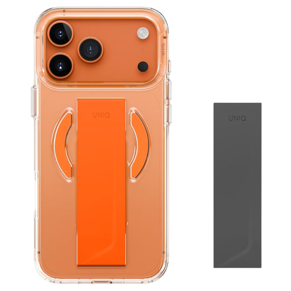 Custodia MagSafe per Apple iPhone 17 Pro, UNIQ, Heldro Air MagClick, Arancione Trasparente