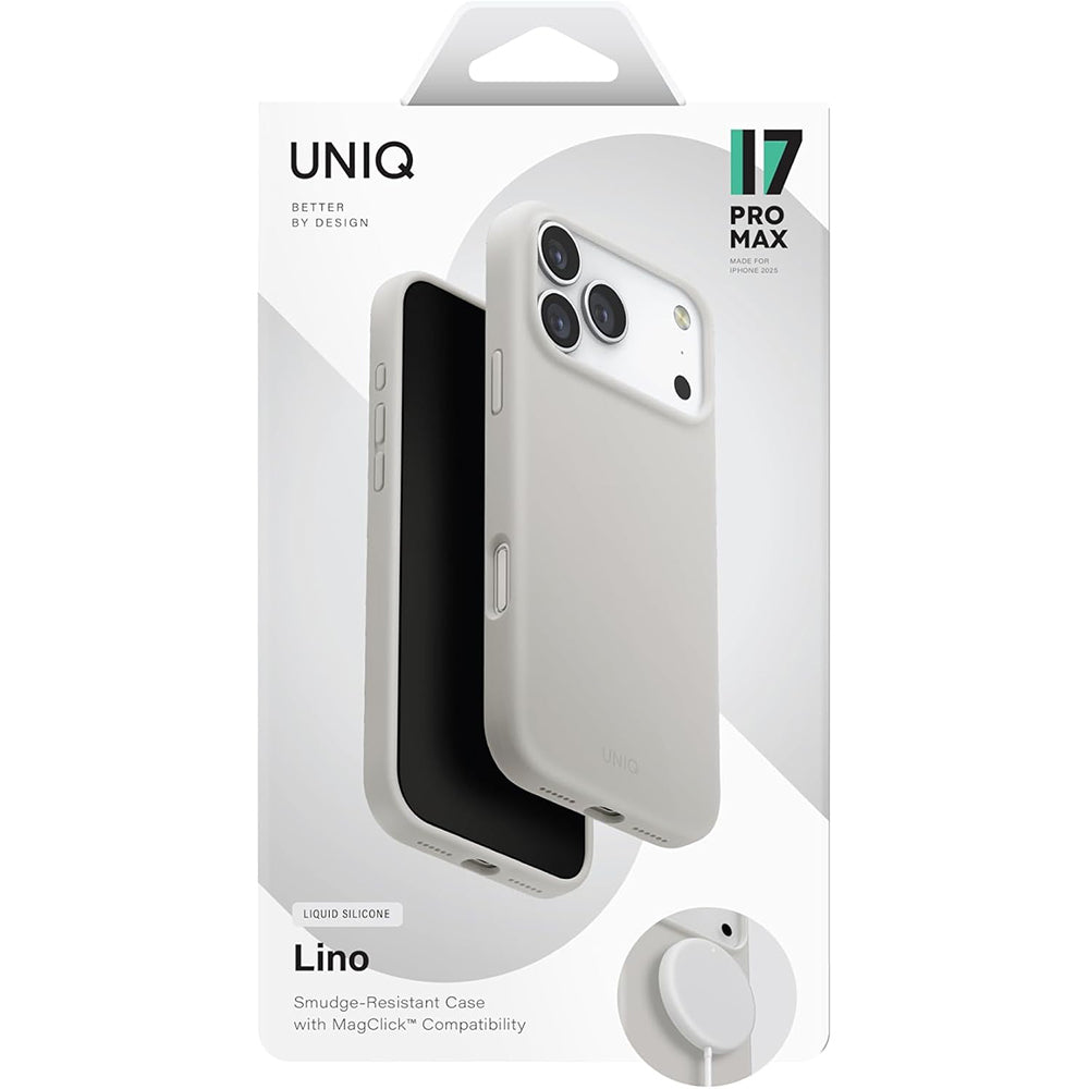 Custodia MagSafe per Apple iPhone 17 Pro, UNIQ, Lino MagClick, Grigio