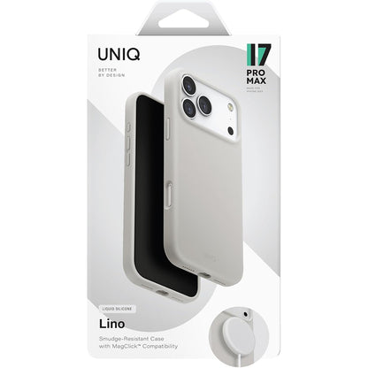 Custodia MagSafe per Apple iPhone 17 Pro, UNIQ, Lino MagClick, Grigio