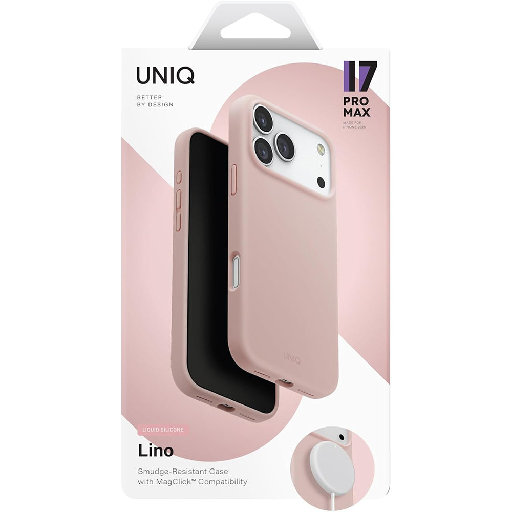 MagSafe Hülle für Apple iPhone 17 Pro, UNIQ, Lino MagClick, Rosa