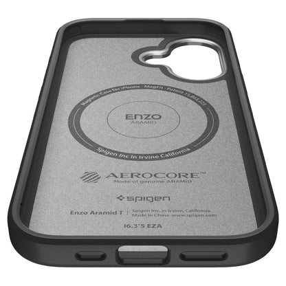 Coque MagSafe pour Apple iPhone 17, Spigen, Enzo Aramid T, Noire Argentée