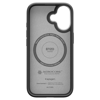 Coque MagSafe pour Apple iPhone 17, Spigen, Enzo Aramid T, Noire Argentée