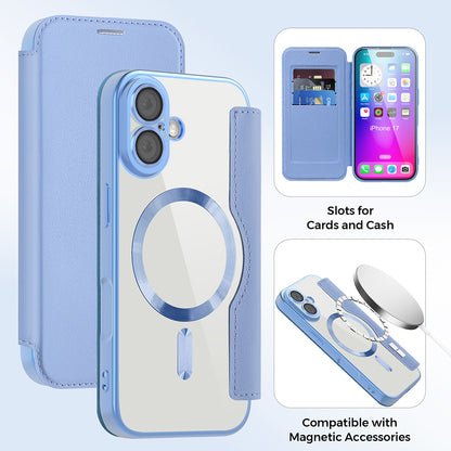 Étui MagSafe pour Apple iPhone 17, Techsuit, SmartMag Book, Bleu