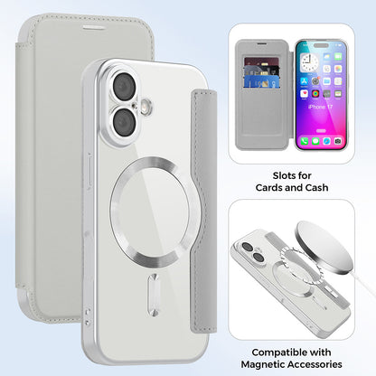Étui MagSafe pour Apple iPhone 17, Techsuit, SmartMag Book, Gris