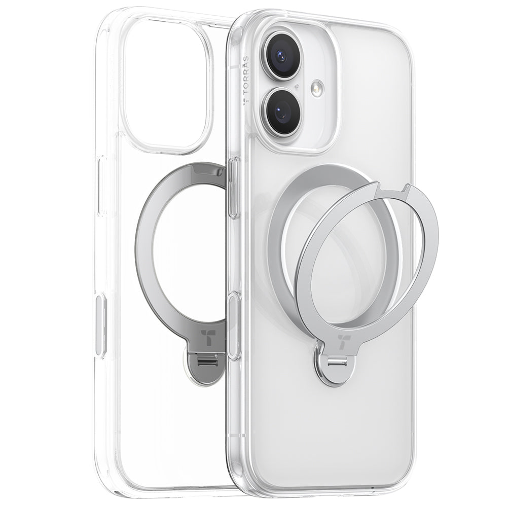 Coque MagSafe pour Apple iPhone 17, Torras, Ostand Spin, Transparente