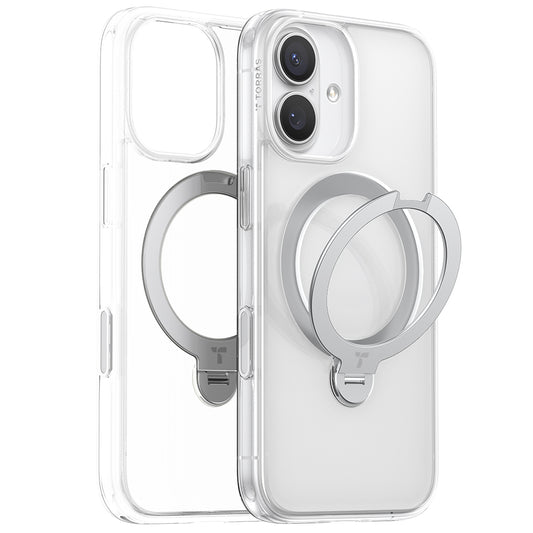 Coque MagSafe pour Apple iPhone 17, Torras, Ostand Spin, Transparente
