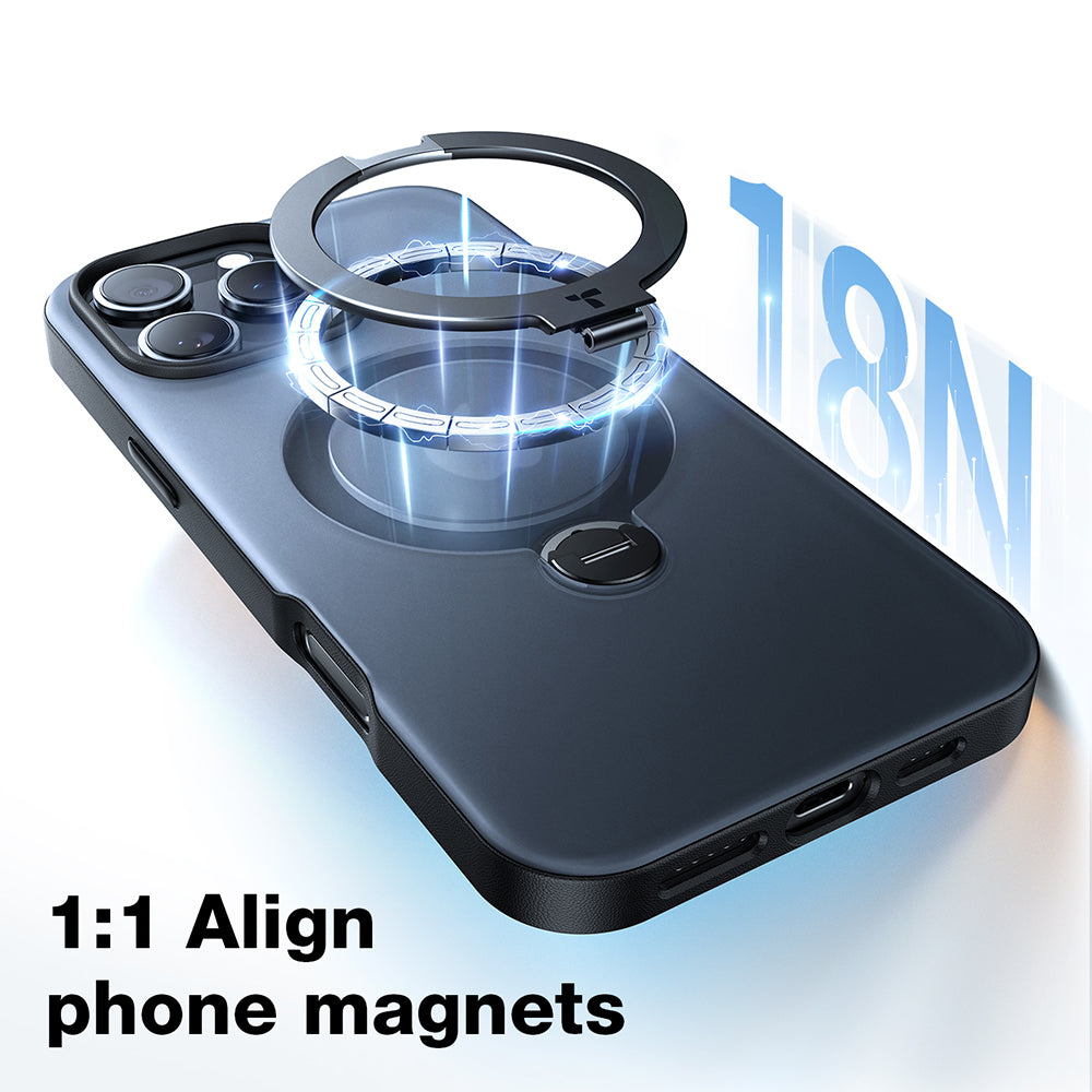 Coque MagSafe pour Apple iPhone 17, Torras, Ostand Spin, Transparente