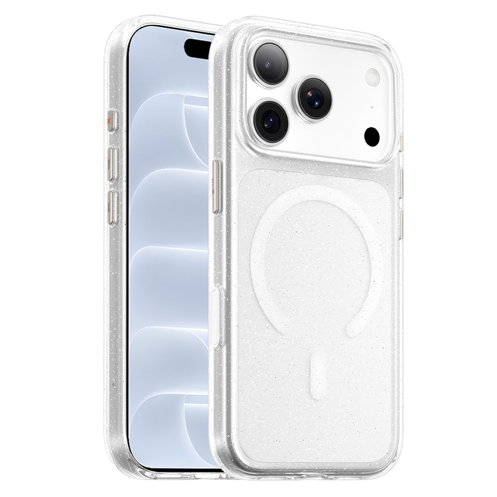 Coque MagSafe pour Apple iPhone 18 Pro / 17 Pro, Blueo, Crystal Pro Anti-Drop Glitter, transparente