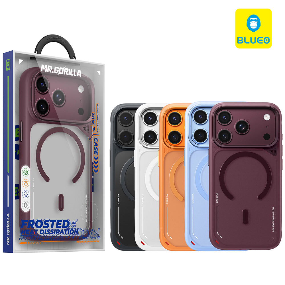 Coque MagSafe pour Apple iPhone 18 Pro / 17 Pro, Blueo, avec support dissipateur de chaleur, orange satiné