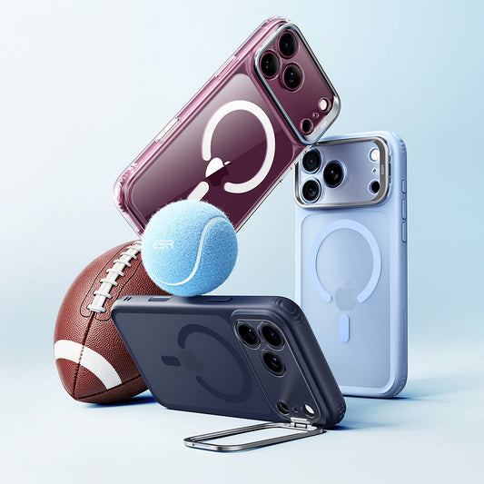 Coque MagSafe pour Apple iPhone 18 Pro / 17 Pro, ESR, Classic Hybrid Kickstand, Bleu Satiné