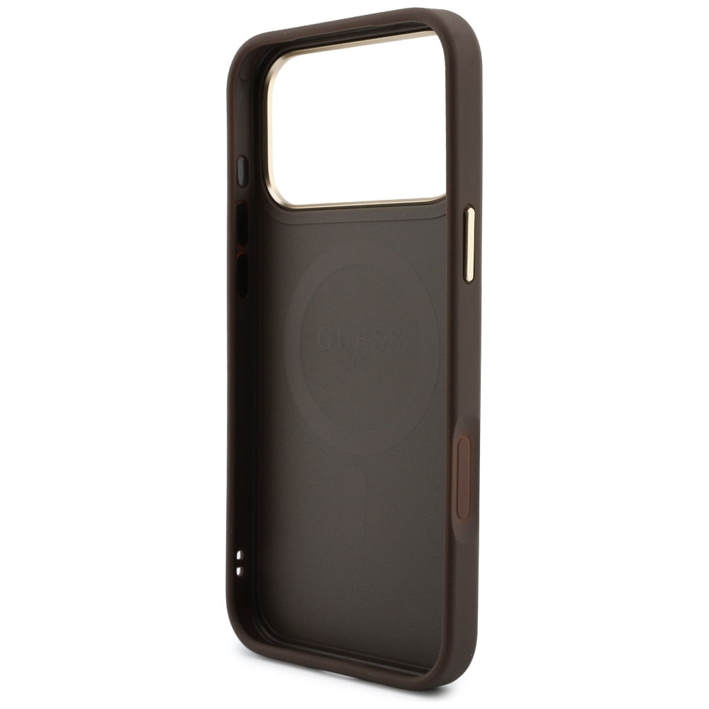 Coque MagSafe pour Apple iPhone 18 Pro / 17 Pro, Guess, 4G Cardslot, marron