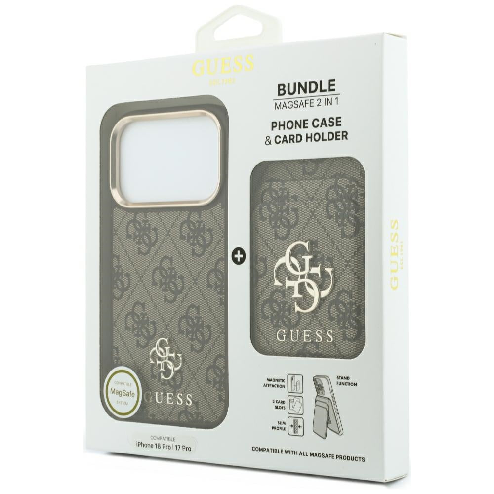 Coque MagSafe pour Apple iPhone 18 Pro / 17 Pro, Guess, 4G Cardslot, marron