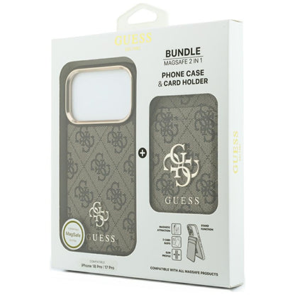 Coque MagSafe pour Apple iPhone 18 Pro / 17 Pro, Guess, 4G Cardslot, marron