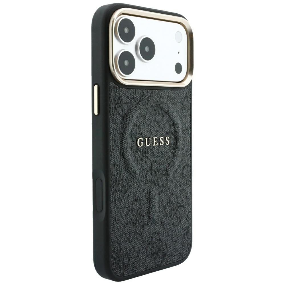 MagSafe-Hülle für Apple iPhone 18 Pro / 17 Pro, Guess, 4G Embossed Classic, Schwarz