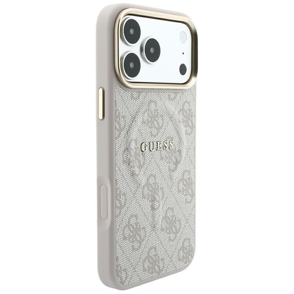 Coque MagSafe pour Apple iPhone 18 Pro / 17 Pro, Guess, 4G Embossed Classic, Rose