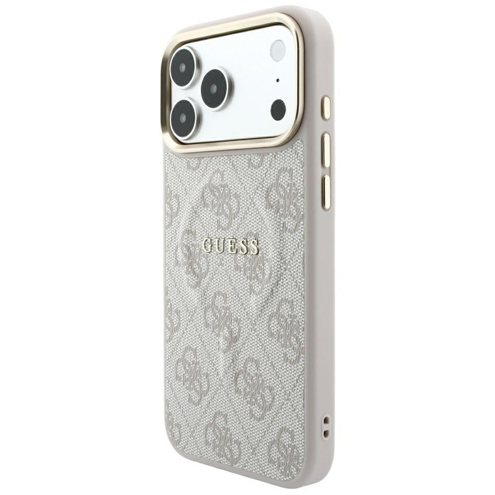 Coque MagSafe pour Apple iPhone 18 Pro / 17 Pro, Guess, 4G Embossed Classic, Rose