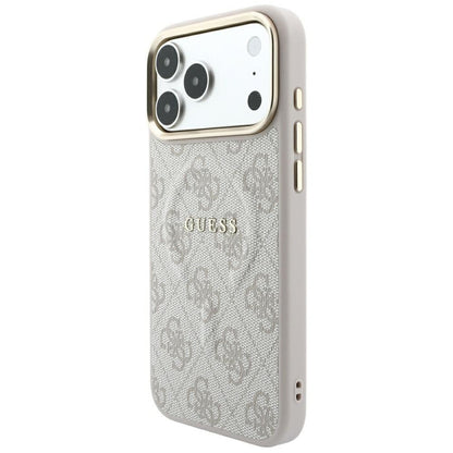 Coque MagSafe pour Apple iPhone 18 Pro / 17 Pro, Guess, 4G Embossed Classic, Rose