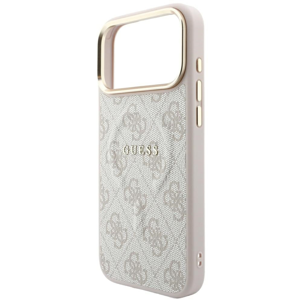 Coque MagSafe pour Apple iPhone 18 Pro / 17 Pro, Guess, 4G Embossed Classic, Rose