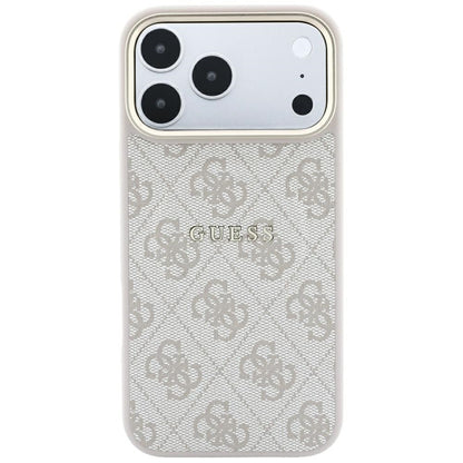 Coque MagSafe pour Apple iPhone 18 Pro / 17 Pro, Guess, 4G Embossed Ring Classic Logo, rose