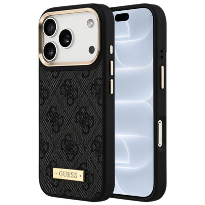Coque MagSafe pour Apple iPhone 18 Pro / 17 Pro, Guess, 4G Logo Plate, noire