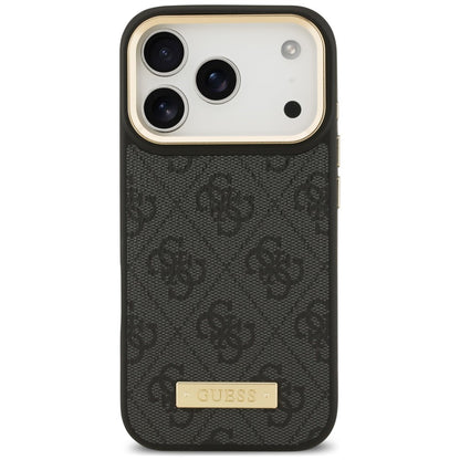 Coque MagSafe pour Apple iPhone 18 Pro / 17 Pro, Guess, 4G Logo Plate, noire