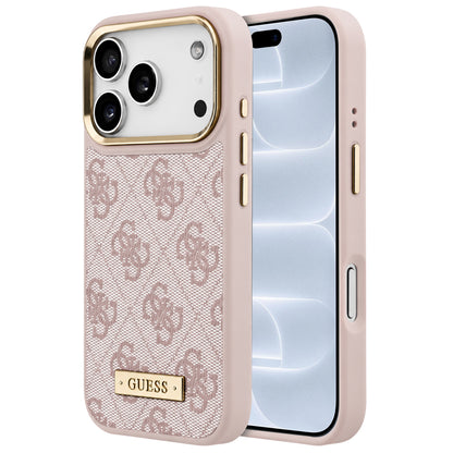 Coque MagSafe pour Apple iPhone 18 Pro / 17 Pro, Guess, plaque logo 4G, rose