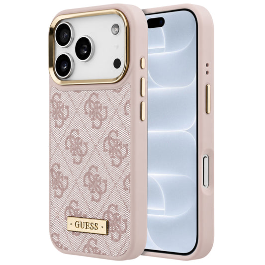 Custodia MagSafe per Apple iPhone 18 Pro / 17 Pro, Guess, 4G Logo Plate, rosa