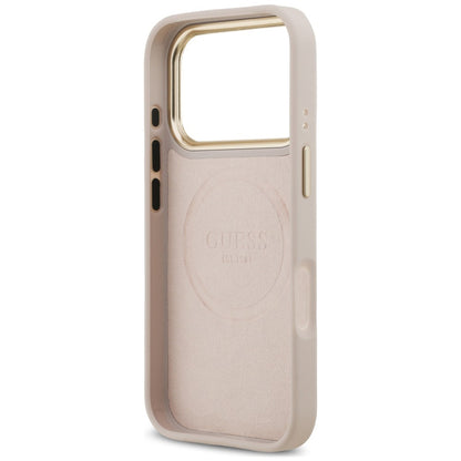 Coque MagSafe pour Apple iPhone 18 Pro / 17 Pro, Guess, plaque logo 4G, rose