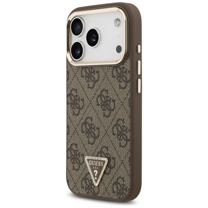Coque MagSafe pour Apple iPhone 18 Pro / 17 Pro, Guess, Logo Triangle 4G, Marron