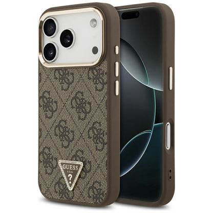 Coque MagSafe pour Apple iPhone 18 Pro / 17 Pro, Guess, Logo Triangle 4G, Marron