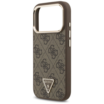 Coque MagSafe pour Apple iPhone 18 Pro / 17 Pro, Guess, Logo Triangle 4G, Marron